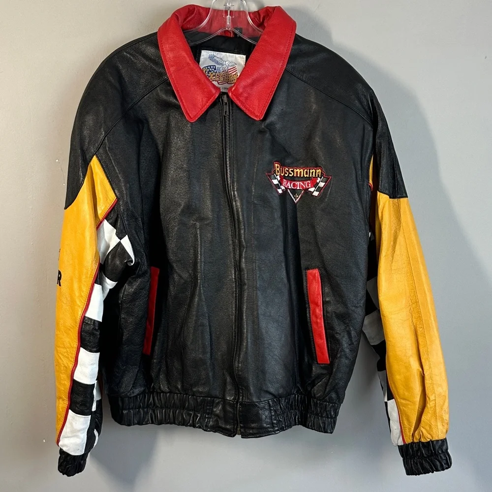 Vintage Bussman Racing Leather Jacket Size‎ L